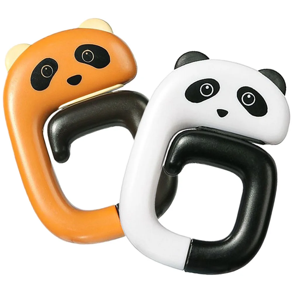 

2pcs Cartoon Animal Adorable Panda Raccoon Foldable Desk Schoolbag Hooks Black White Brown Reusable Plastic Hanging Hooks For