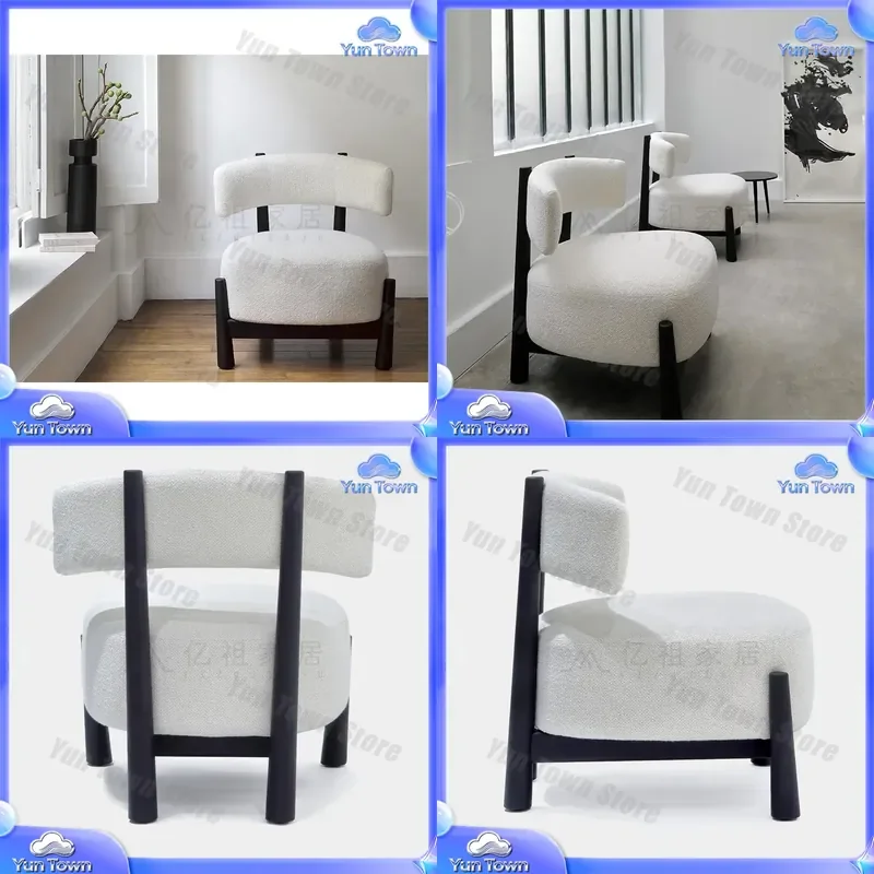 Wabi Sand Wind Model Room Sofa Chair for Nordic Minimalist Fabric Leisure Chair for Designer Artistic Lamb Fleece Single