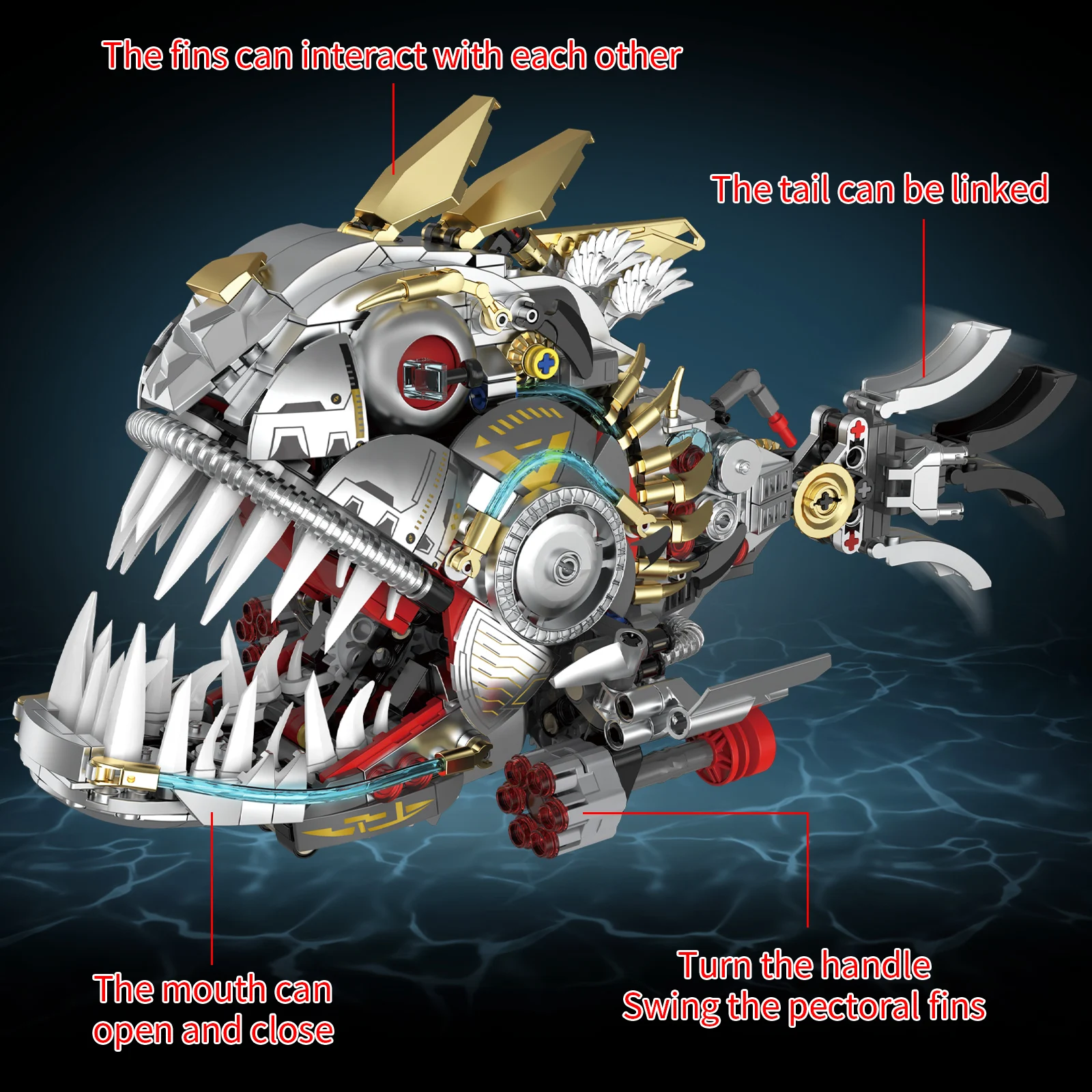 DK 96224 1019ピース ピラニア モデルキット メカニカルトライブ バイオニックアニマル インターロッキング スモールビルディングブロック