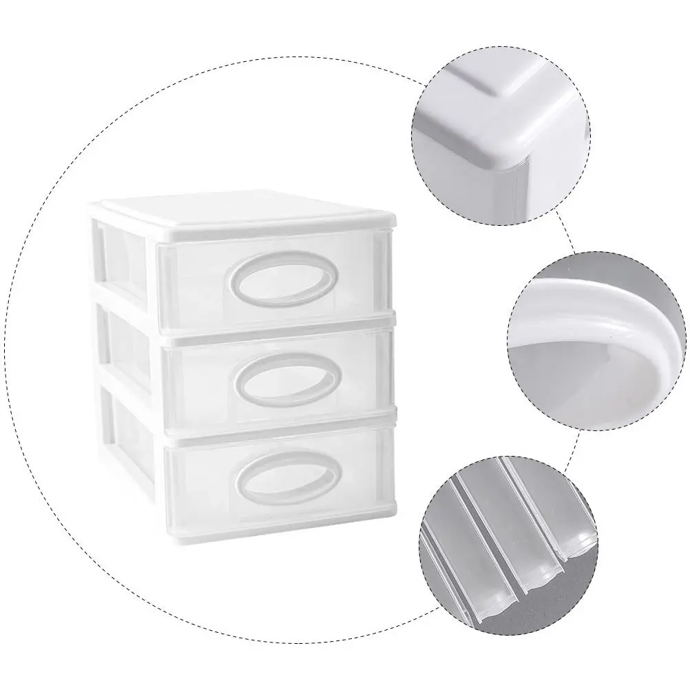 

1pc Desktop Storage Box 3-Layer Plastic Organizer For Bedroom Bathroom Dorm Use Multi-Layer Cabinet Stationery Container Home