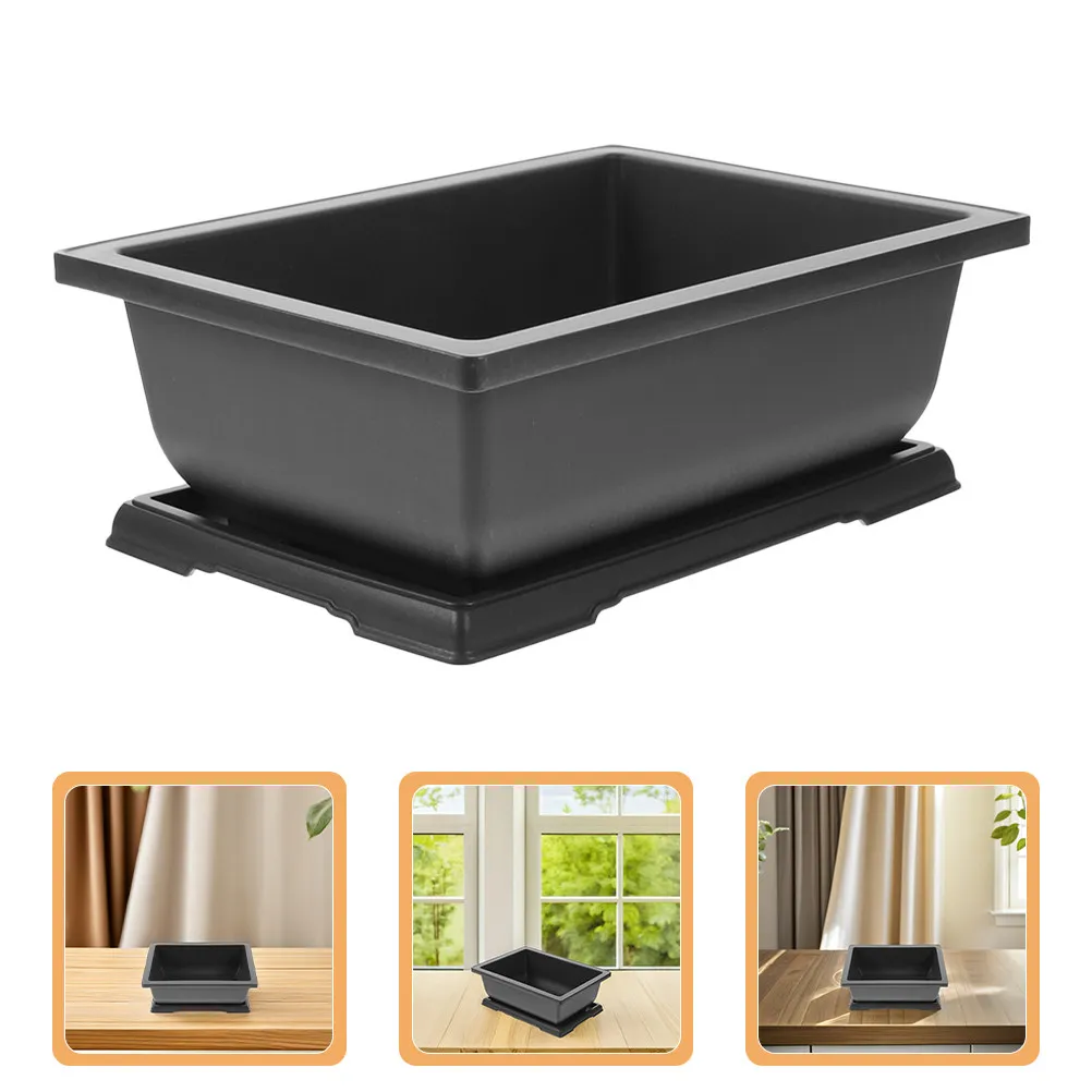 

Rectangular Succulent Bonsai Planter Pot Small Plastic Flower Pot Drainage Holes Balcony Indoor Outdoor Unique Decorative Garden