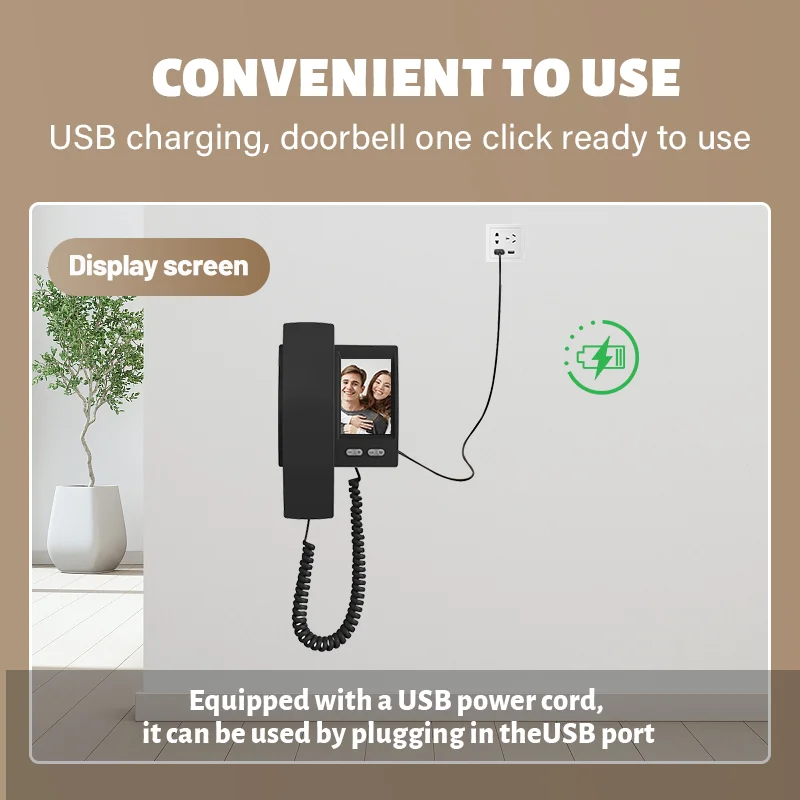 4.3Inch IPS Screen Wire-Free  Intercom Visual Doorbell Smart Video Door Phone Peephole Viewer Door Camera