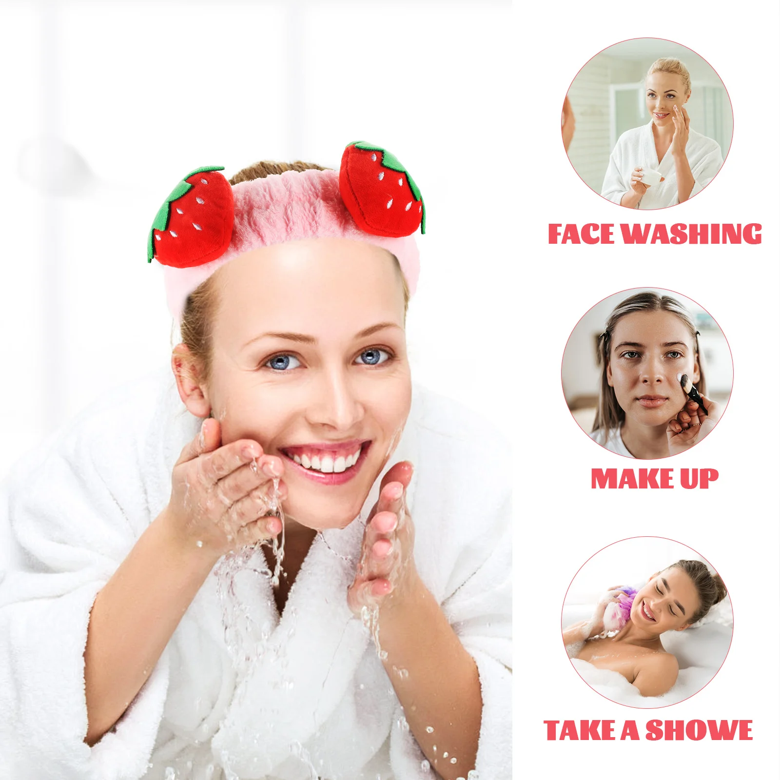 

2 Pcs Strawberry Face Wash Hairband Headbands Spa Facial for Women Fabric Womens Miss Scrunchie Scarf