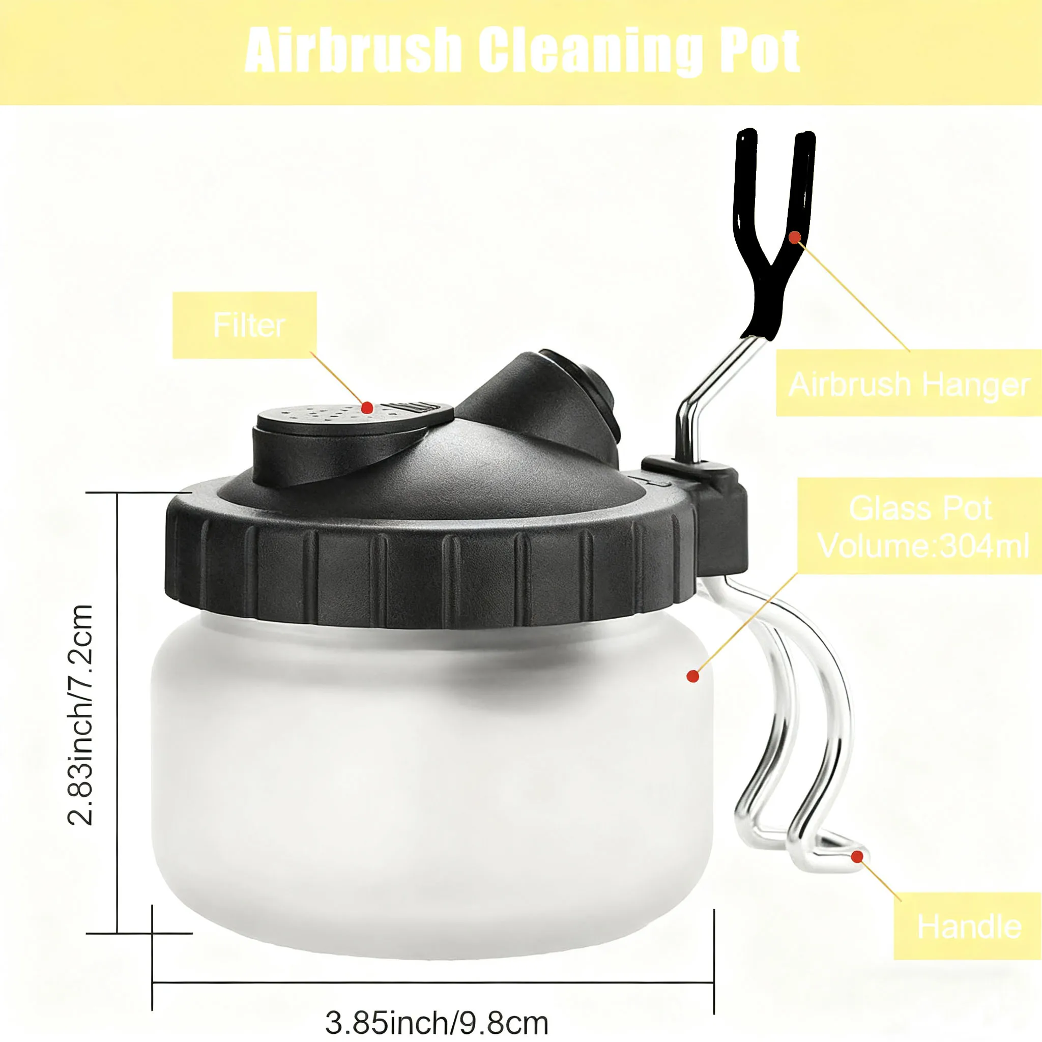 Airbrush Cleaning Kit with Clean Pot Jar Holder for Airbrush Cleaning、Waste Liquid Collection