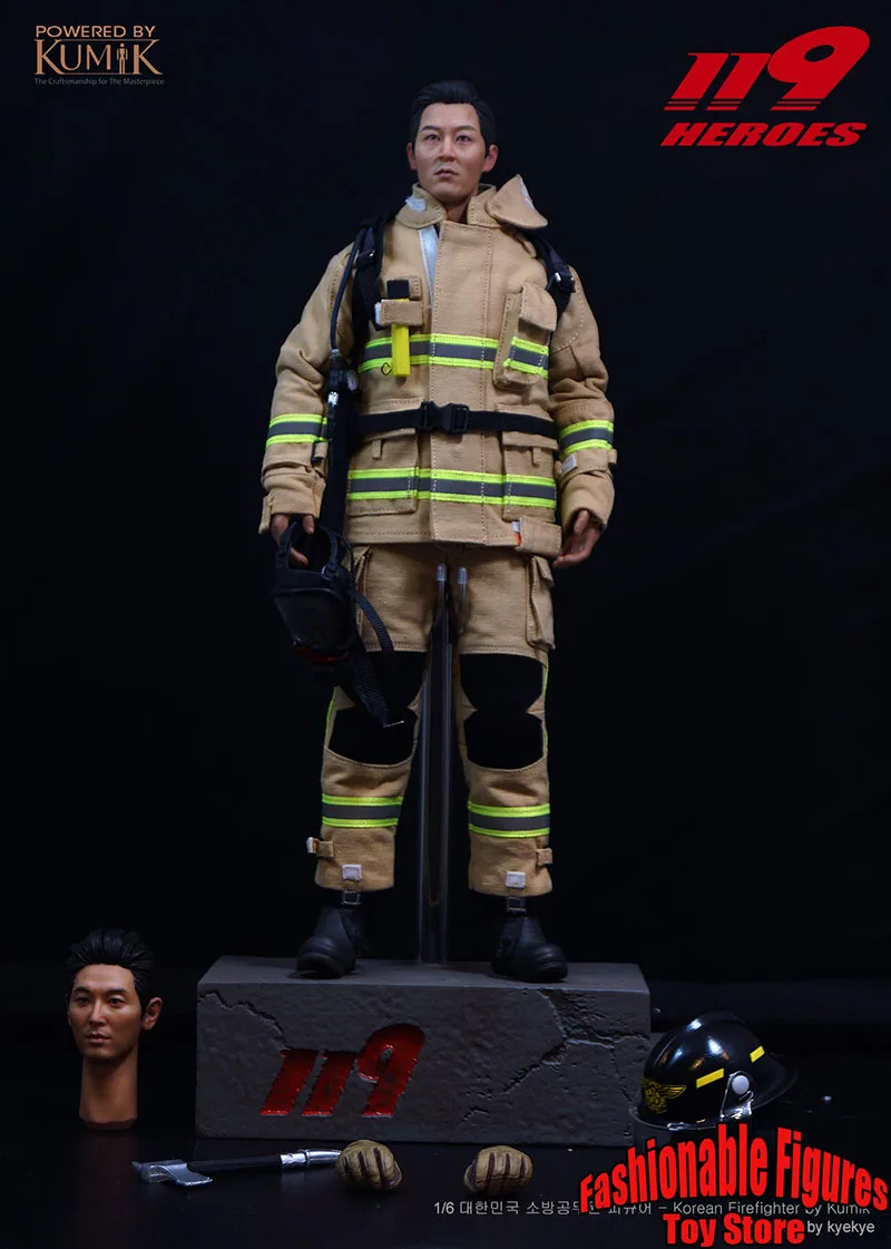 KUMIK KMF23-F02 1/6 Men Soldier The Police Station Next To Fire Station Korean Firefighters Dolls 12Inch Full Set Action Figure