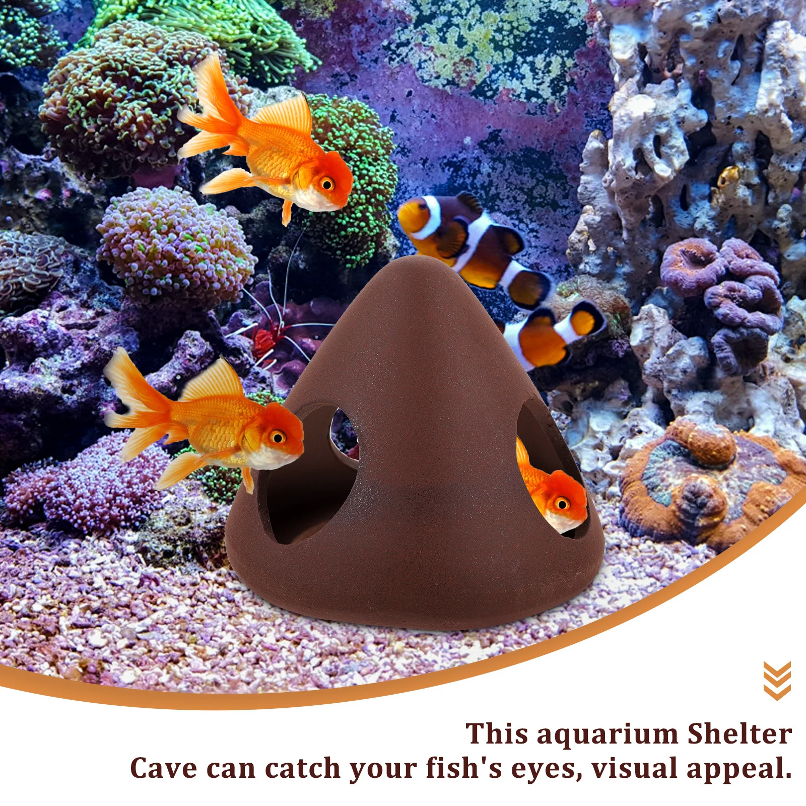 

Ceramic Fish Cave for Betta Shrimp Hideout Aquarium Decor Safe Sturdy Vivid Landscape Desktop Tank Accessory Fish Cave