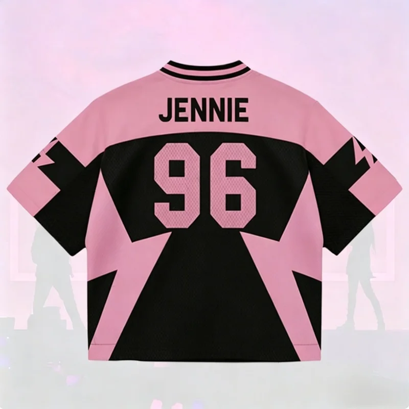 2026 Fashion Summer New Korean Girl Group Concert Pink Black Sports Jersey Short Sleeve T-shirt Casual Men Women Family Kid Tees