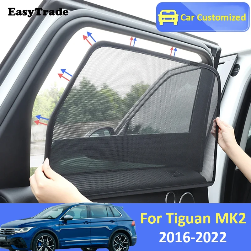 

For Tiguan MK2 2016-2022 Magnetic Car Sunshade Side Window Mesh Curtains Sunscreen Heat Insulation Sun Visor Cover