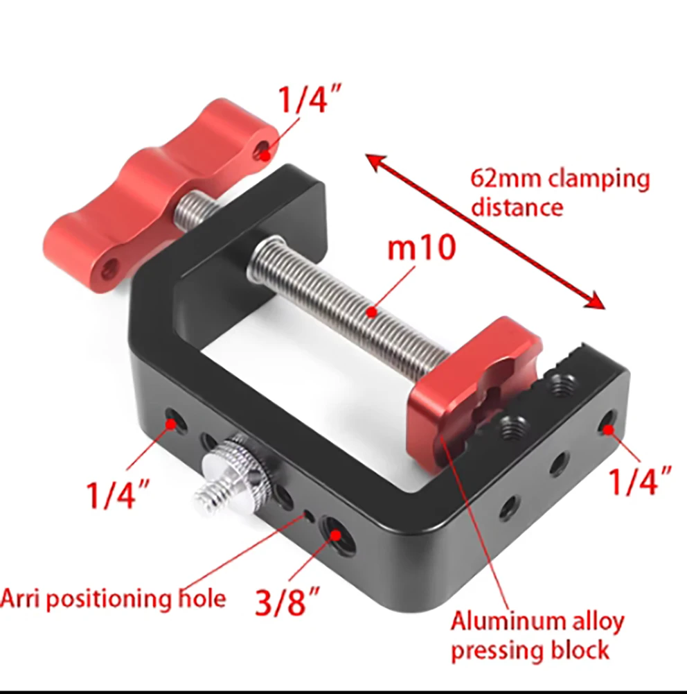 62mm photography power clamp C-type power clamp tripod multifunctional desktop clamp metal fixing clip, 1/4 and 3/8  clamp