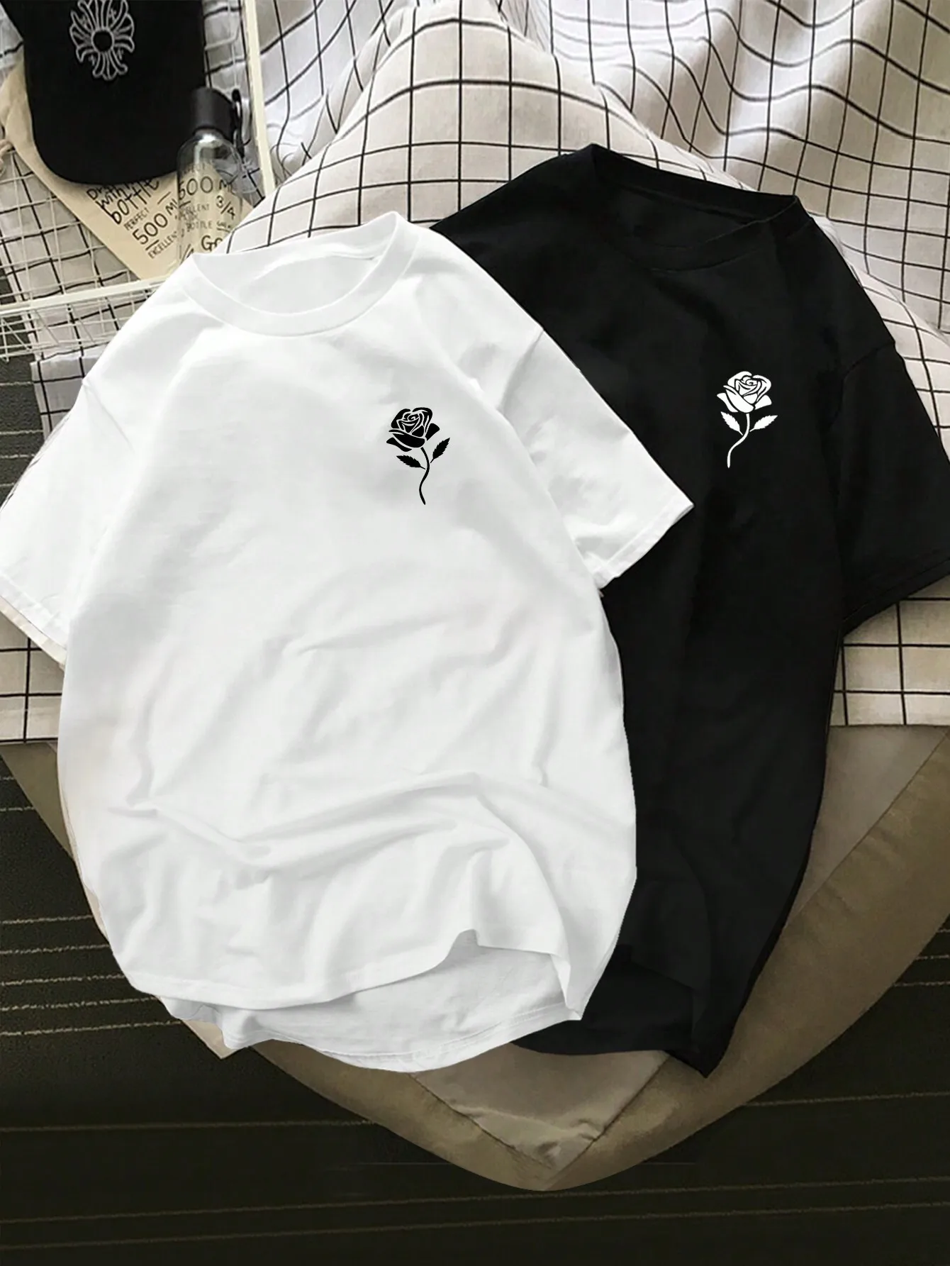 

Мужская повседневная футболка с коротким рукавом и принтом роз, свободного кроя, из хлопка, для ежедневной носки