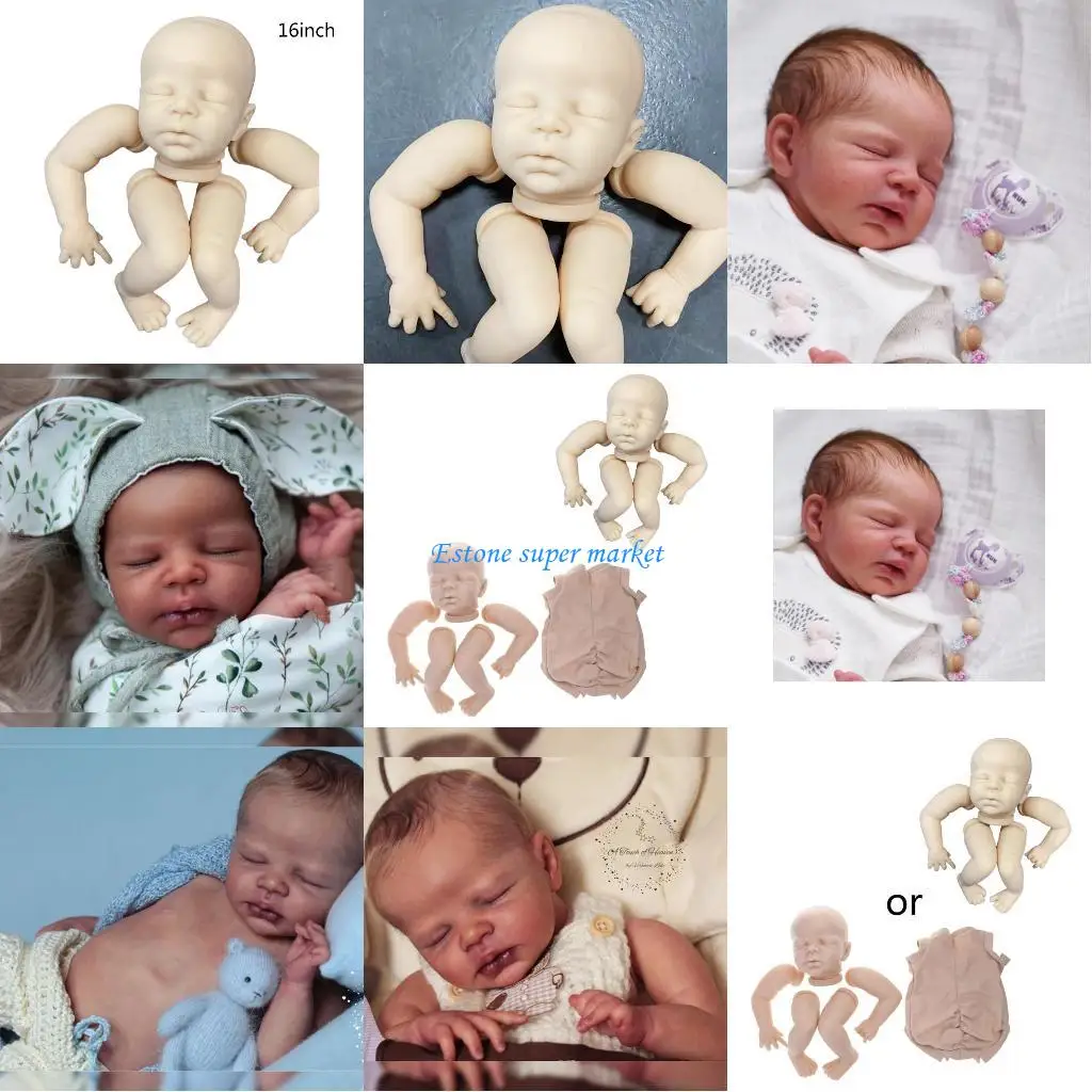 

090B 16in Reborns for Doll Baby Toy Nurturing for Doll Realistic Handmade Soft Vinyl for Doll for w/ Blank Body Girl DIY