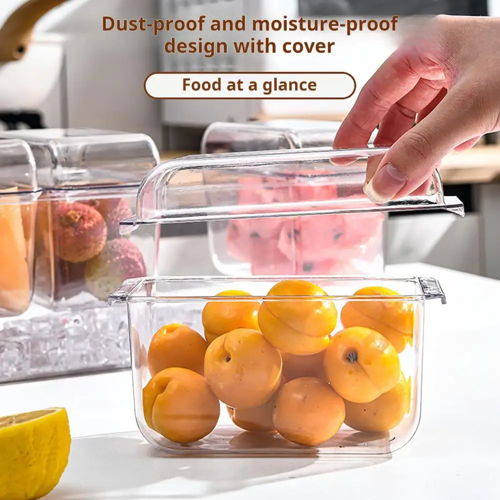 Condiment Jar Capacity Refrigerator Crisper Food Storage Container with 5 Compartments Dustproof Lid Transparent for Organizing