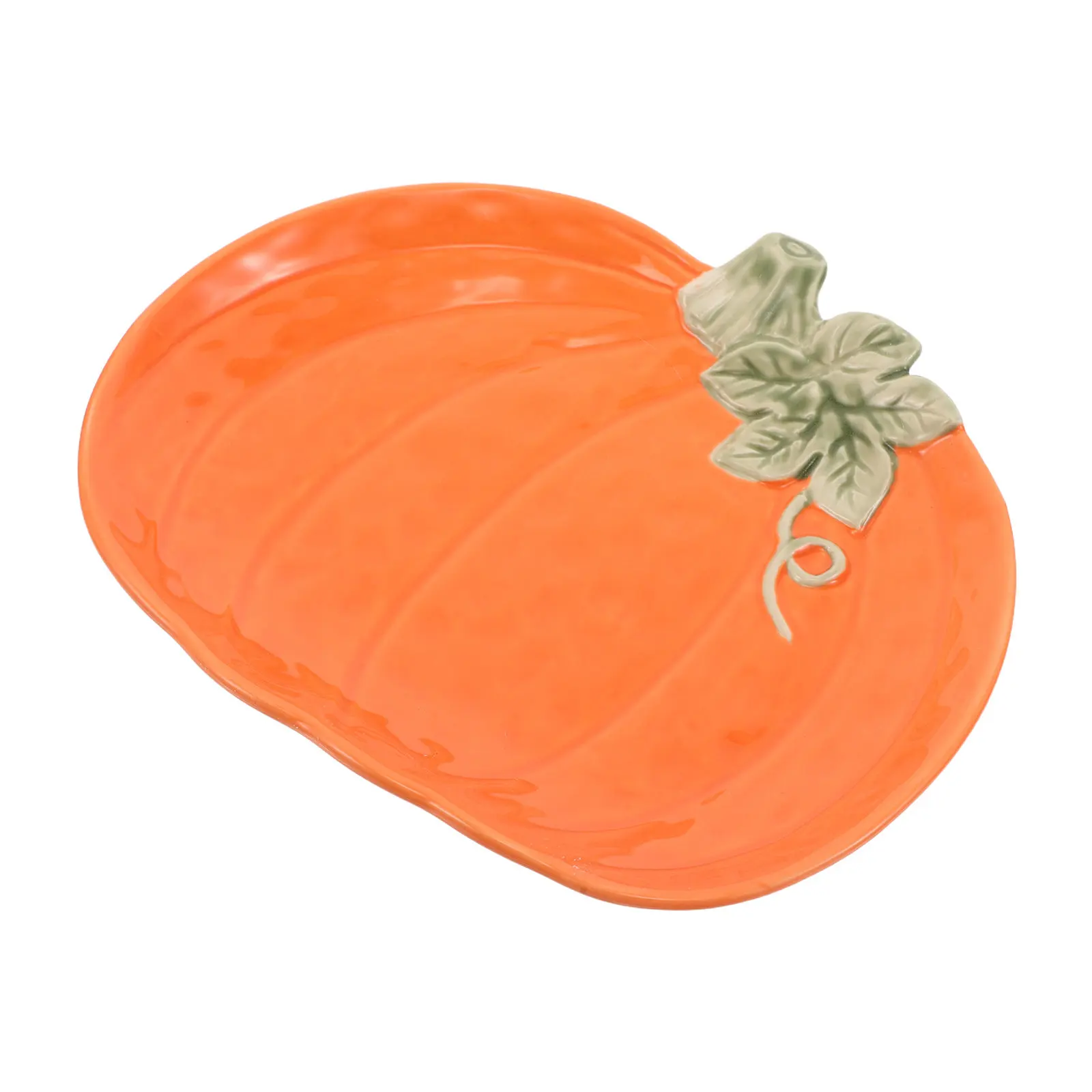 9Inch Ceramic Pumpkin Platter Serving Dish Fall Autumn Thanksgiving Halloween Candy Dessert Plate Decorative Tableware