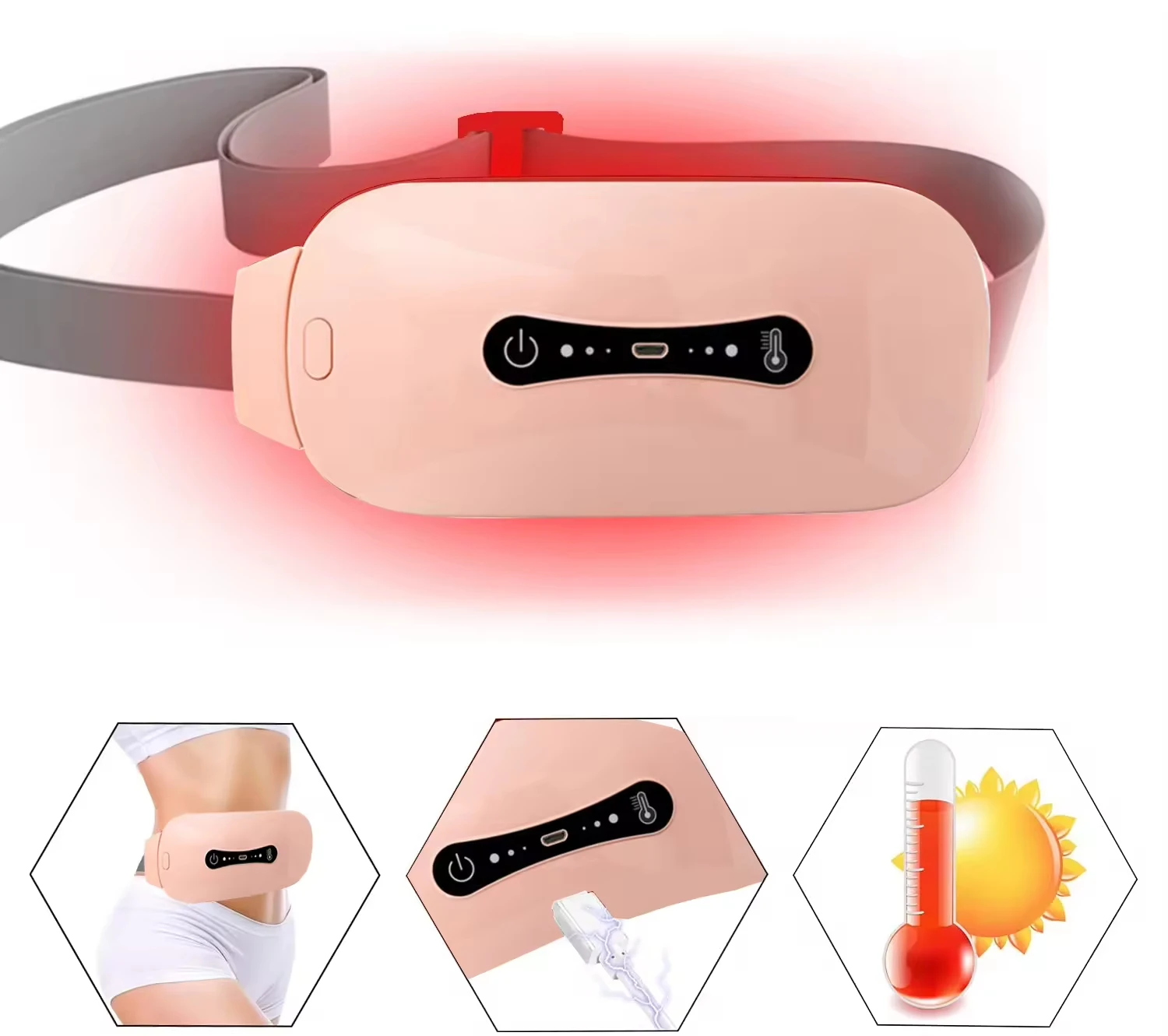 

Warm Belt Palace USB Charging Heating Waist Belt for Women Menstrual Period Nursing Pain Relief Vibrating Belt