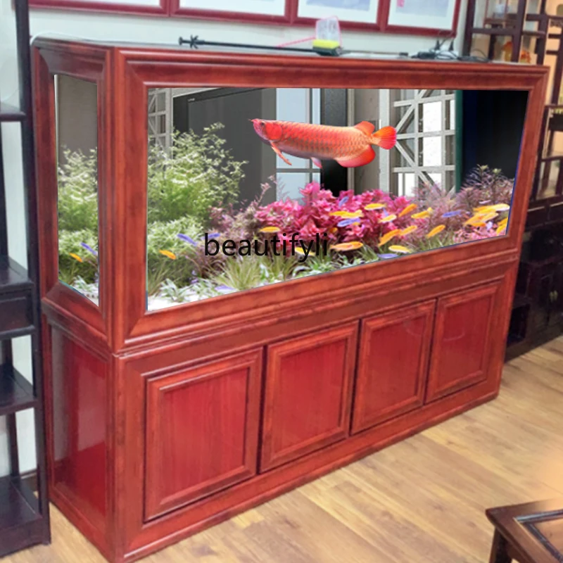 Chinese Style Redwood-like Pattern Dragon Fish Tank Screen Large Bottom Filter Ecological Automatic Filter Aquarium