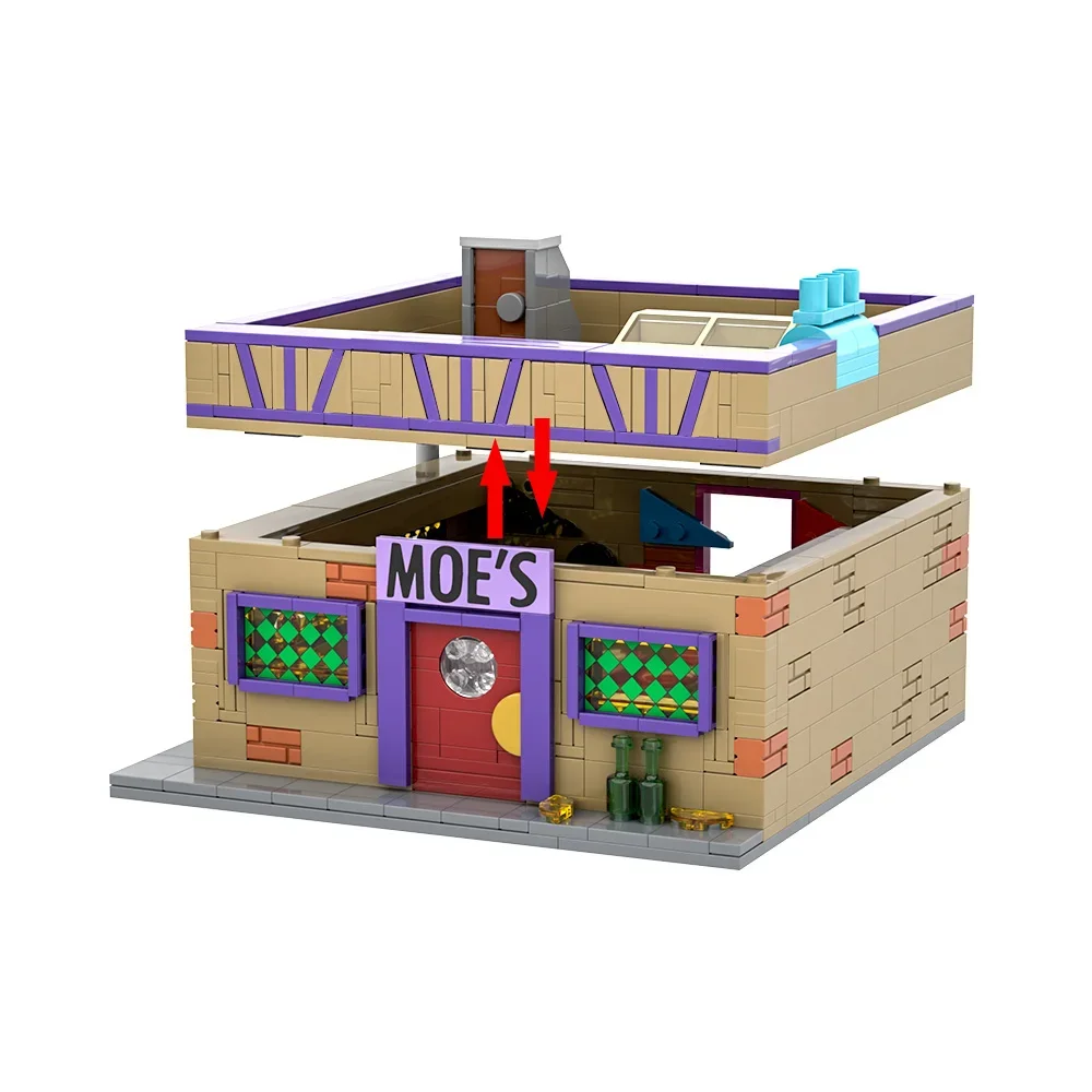 MOC Simpsoned Anime Moe der Taverne Bausteine Modell Springfield Moe der Taverne Modulare Ziegel Montage Spielzeug Kinder Geburtstag Geschenke