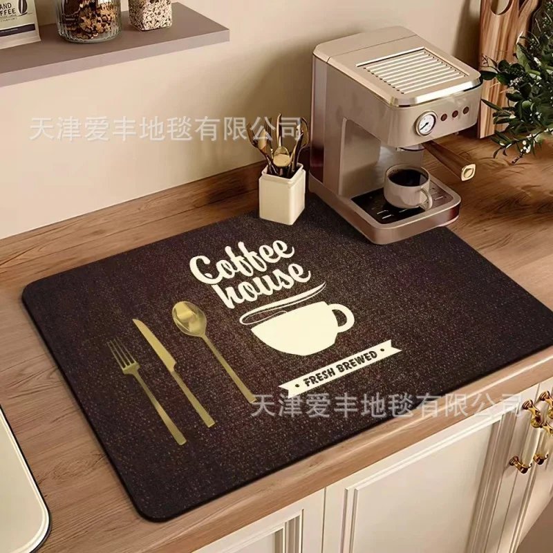 Cross-Border Simple Kitchen Coffee Machine Table Top Waterproof Non-Slip and Oilproof Diatom Ooze Table Mat Bowl Plate Tableware