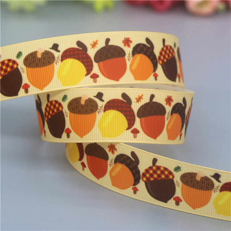 DHK 50yards Fall Pumpkin Festival Printed Grosgrain Ribbon Accessories Material Headwear Decoration DIY Sewing Craft S2254