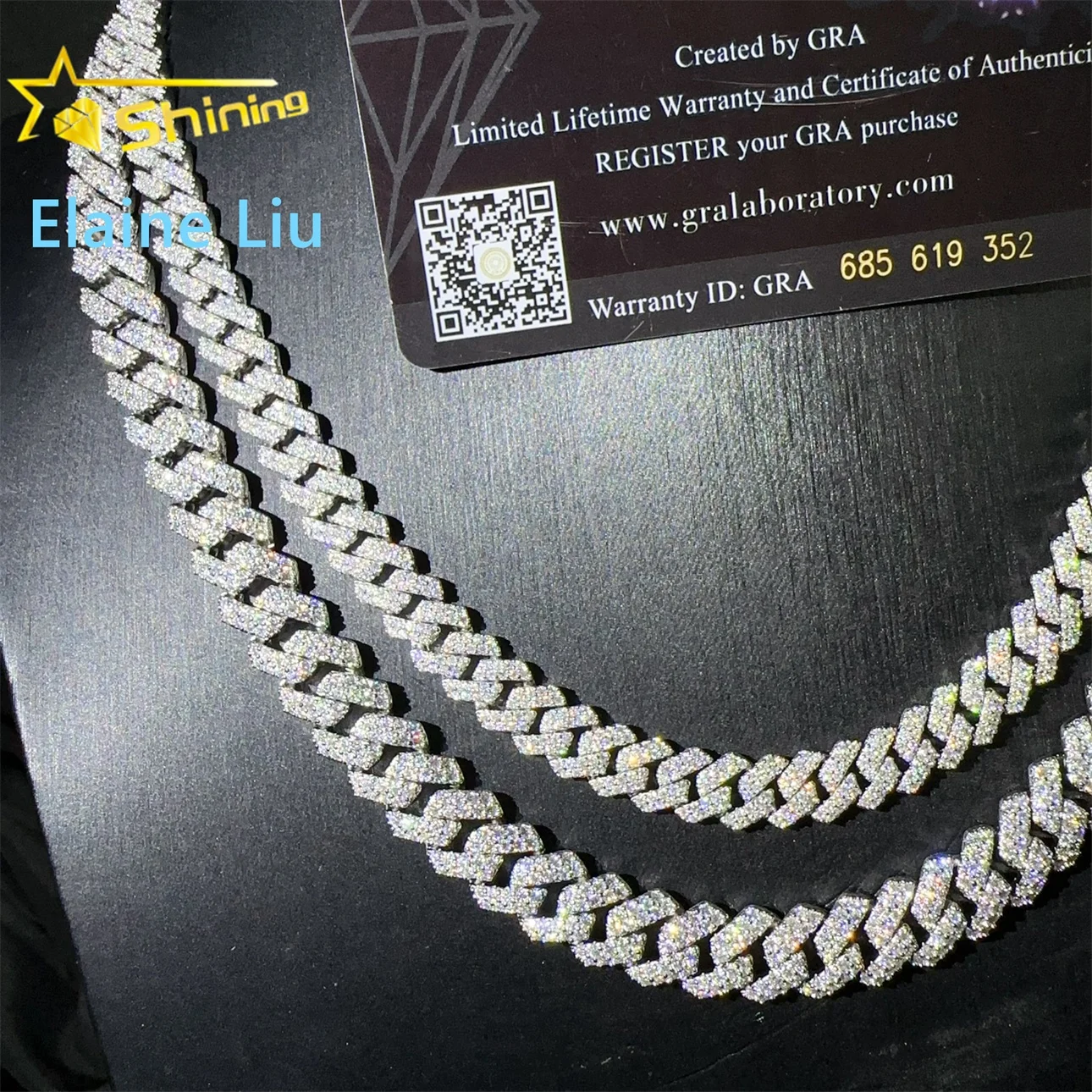 Iced .8mm 10mm Out VVS Moissanite Diamond Sterling Silver 925 Hip Hop Jewelry Miami Cuban Link Chain Necklace
