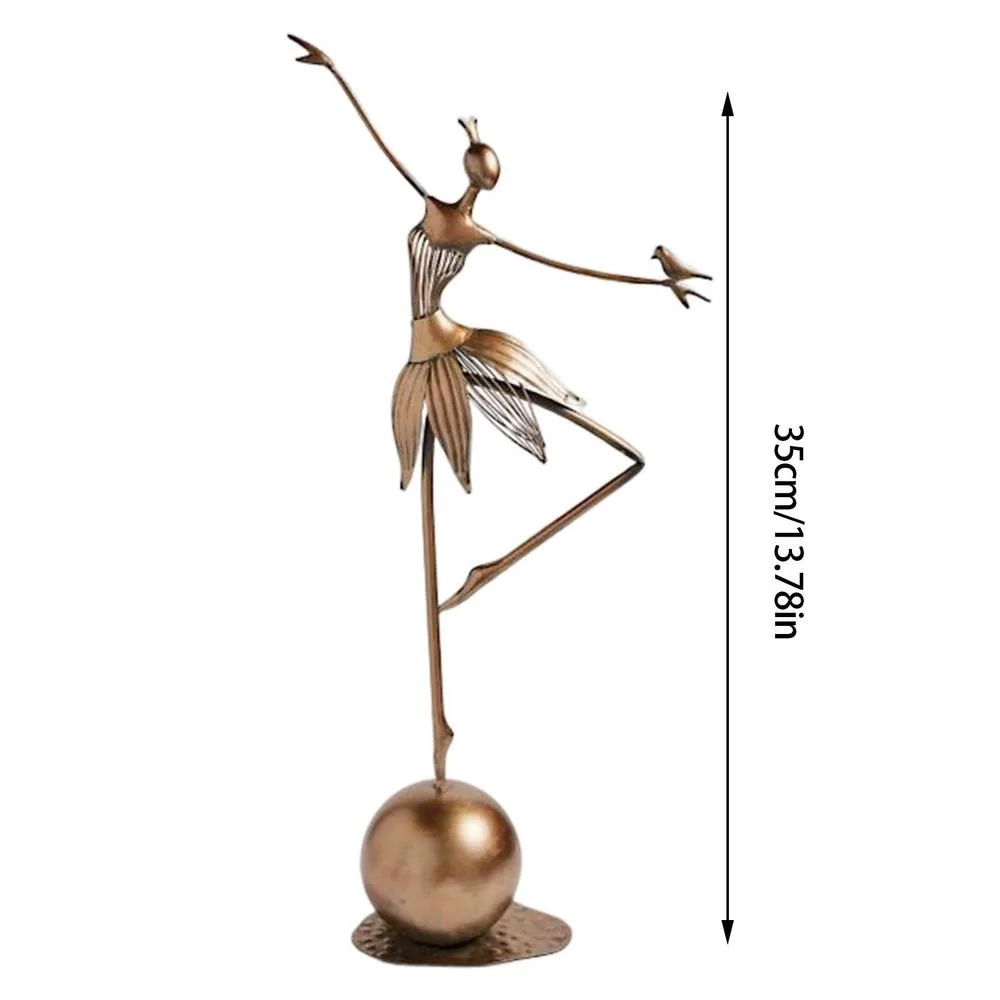 Metal Ballet Girl Sculpture Waterproof Metal Garden Statues Ornament New Can Stand Upright Metal Garden Statues Dance Girl Decor