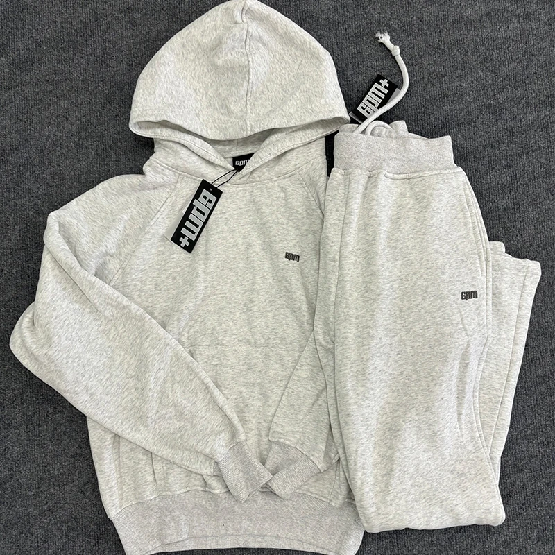 

Sweatpants 6PM Drill Plus Velvet Pullover Men's Hooded Jacket Sweatshirt Embroidered Letters Trendy Long Hip-hop Sports Suit