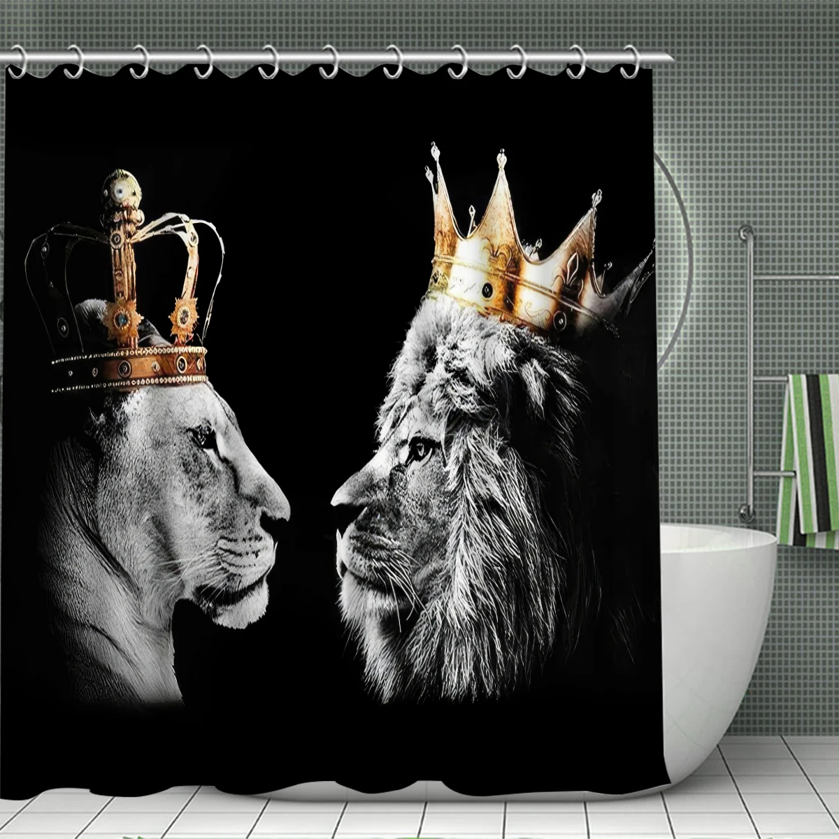 1/4 Piece Shower Curtain Set, Waterproof Bathroom Partition Curtain with Hooks, Anti-Slip Bath Rug, U Shape Mat, Toilet Seat Cov