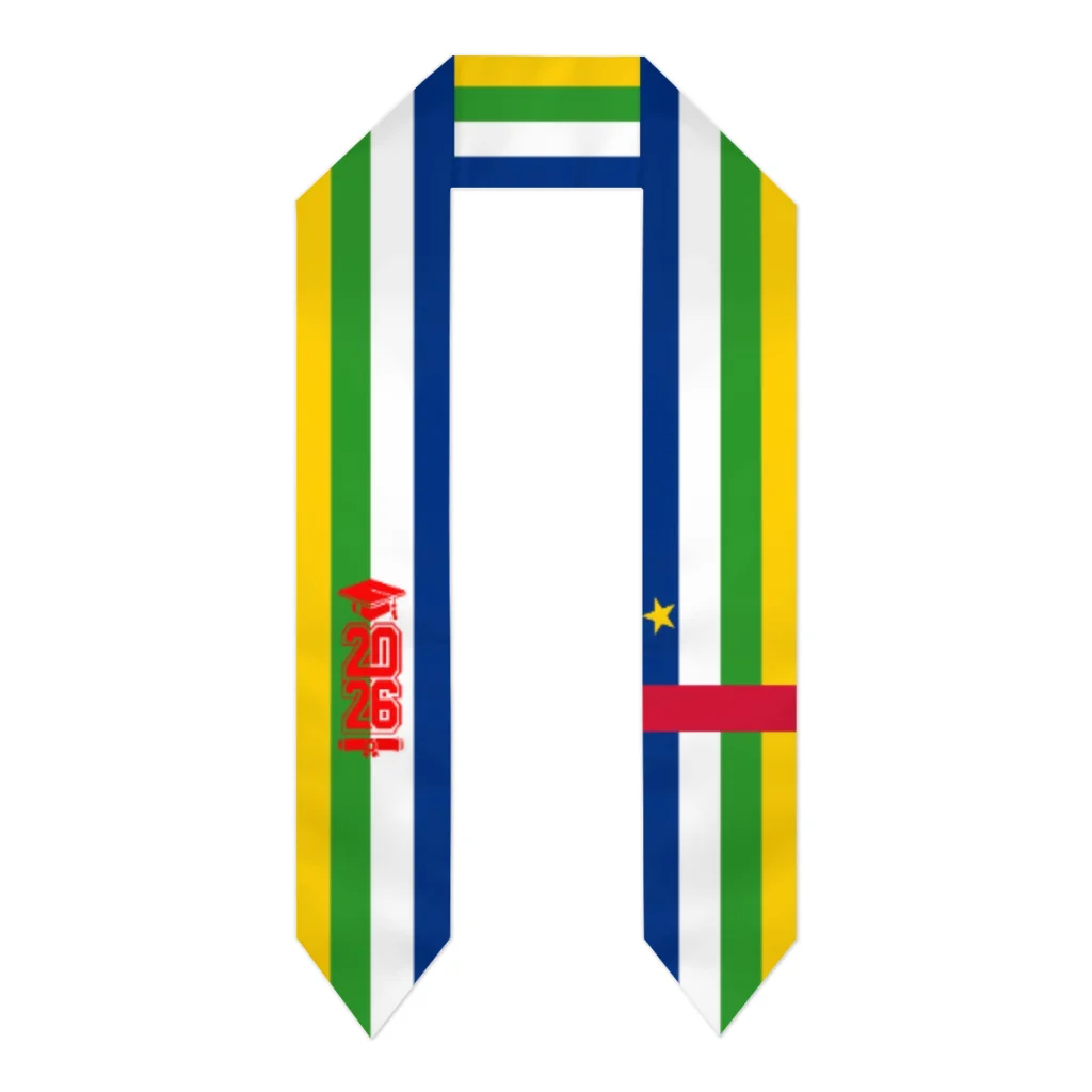 Class of 2026 Central African Republic Flag Scarf Graduation Sash Stole International Study Abroad Adult Unisex Party Accessory