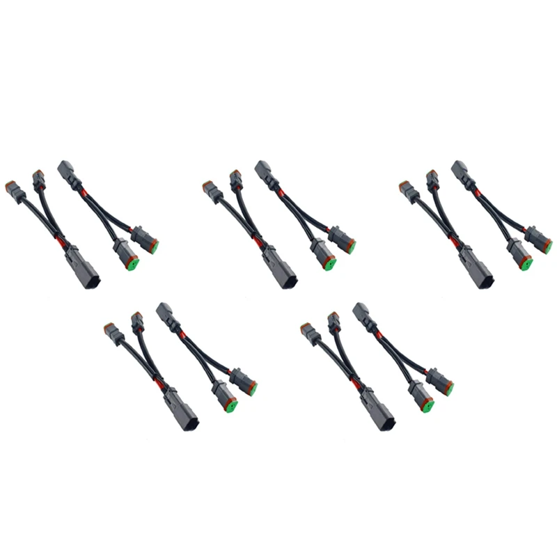 10X Y Type Leads Deutsch DT DTP 2 Pin Socket Adapter For LED Pod Work Light Retrofit Connectors Wiring Harness