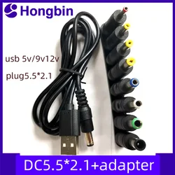 WiFi to Powerbank Cable Connector 5.5*2.1mm DC 5V-9V-12V USB Boost Converter Step-up Cord for Router Modem Fan 8 Pin