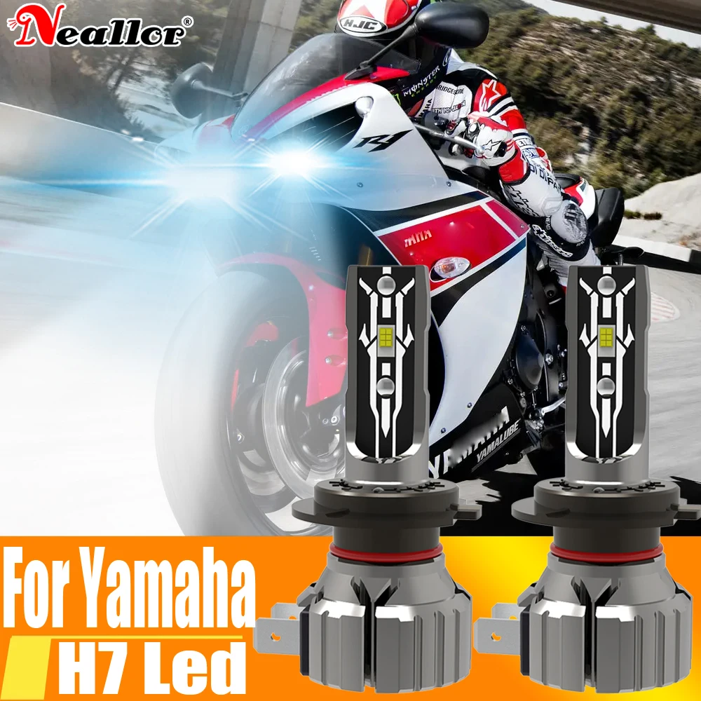 2x H7 Led Lights Motorcycle Headlight Canbus Car Fog Bulb Moto Driving Running Lamp 12v 55w For Yamaha YZF R1 R125 R6 2004 ~2023