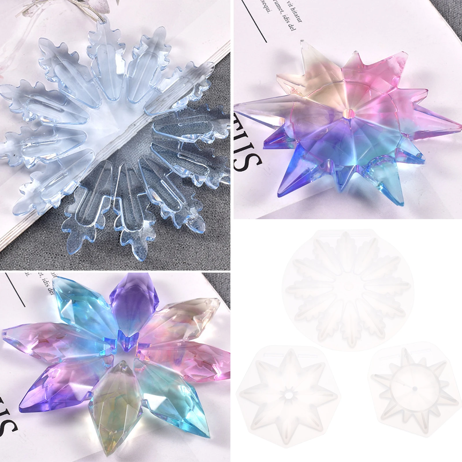 

3 PCS Snowflake Pendant Die Jewelry Mold Silicone Ice Cubes Silica Gel Delicate DIY