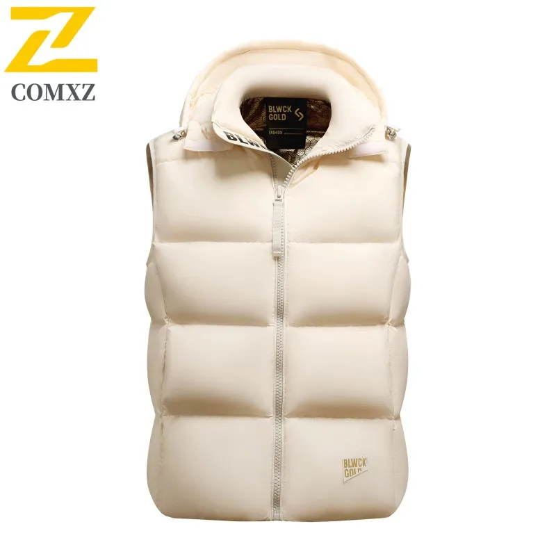 

COMXZ Outdoor Skiing Down Vest 2025 Men Winter Luxury Black Gold Warm Jackets White Duck Down Cold Resistant Sleeveless Vest