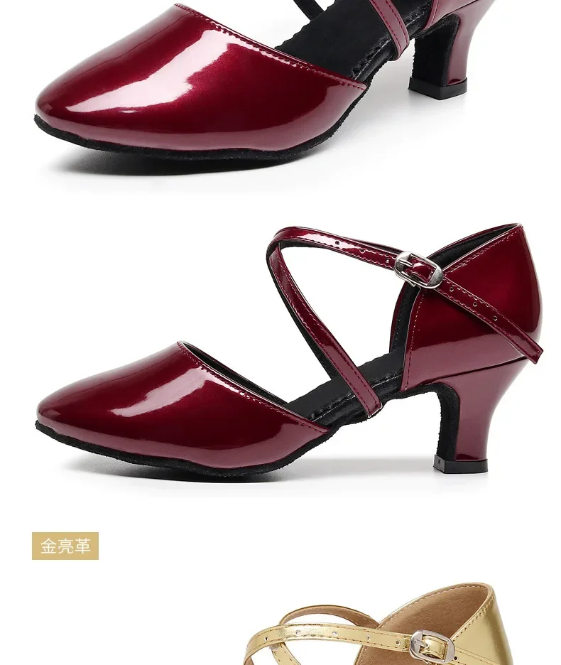 Damen-Lateintanzschuhe für Erwachsene, weiche Sohle, mittelhohe Absätze, Performance- und Übungsschuhe für den Innen- und Außenbereich, Ganzjahres-Tanzschuhe – Detail 9