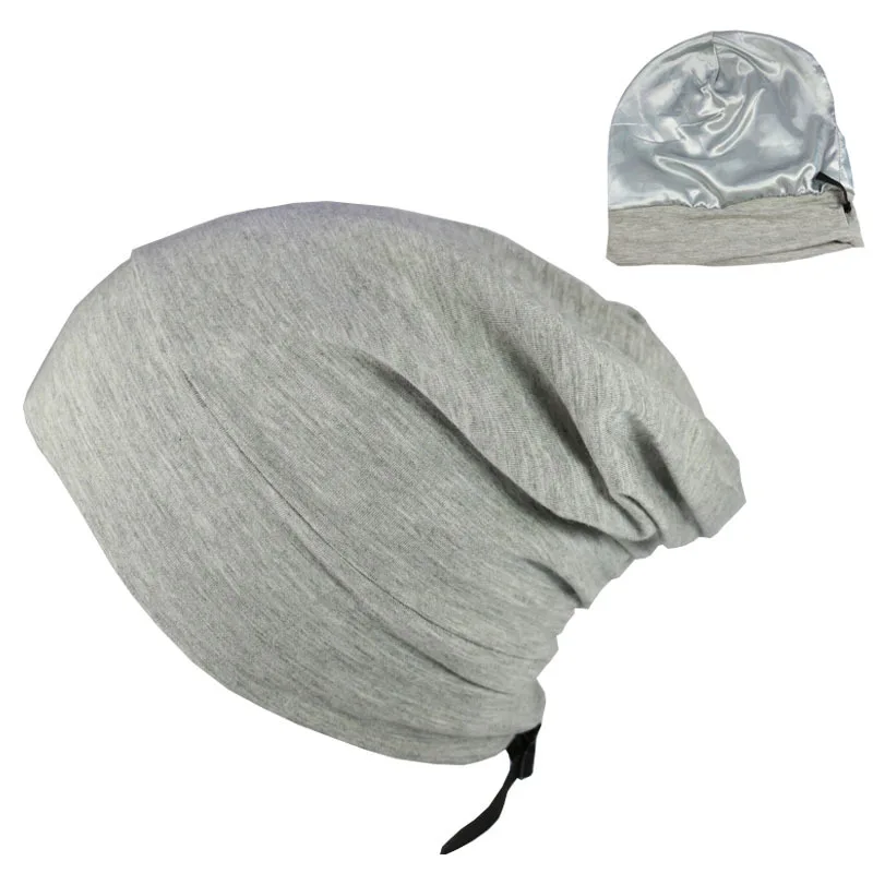 Soft Stretch Satin Bonnet Fashion Lined Sleeping Beanie Hat Bamboo Headwear Frizzy Natural Hair Nurse Cap for Women and Men