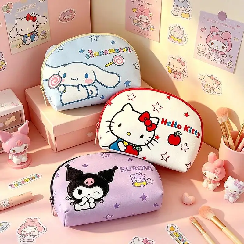 

Hello Kitty Seashell Makeup Bag Large Capacity Cosmetic Pouch Cinnamoroll Kuromi Multi Compartment Travel Toiletry Storage Gifts
