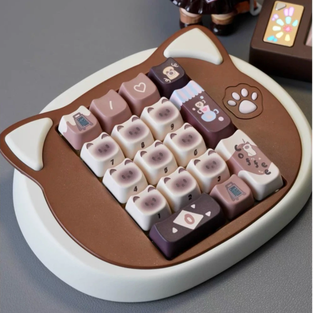 Cat Head Mini Keyboard Kit Cute Numpad Tri Mode Wired 2.4G Bluetooth Mechanical Keyboard Number Keypad Gaming Keyboard Girl Gift
