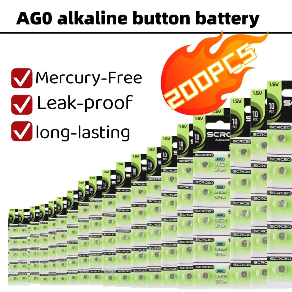 

10-200PCS LR521 AG0 SR521SW 379A 1.5V Lithium Manganese Button Battery, Suitable for Watches, Calculators and Electronic Devices