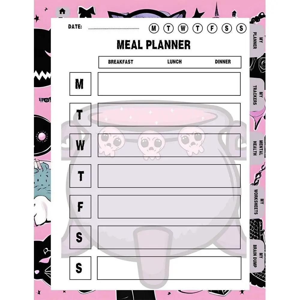 Pastel Pastel Goth ADHD Planner Canva-Friendly Goth ADHD Planner Productivity Anime-Inspired 43-Page Editable Organizer for Edit