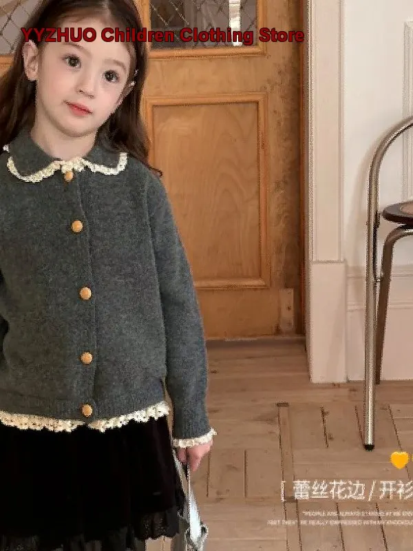 Girls Cardigan Spring Autumn Knit Top Long Sleeves Stylish Outwear Toddler Little Kids