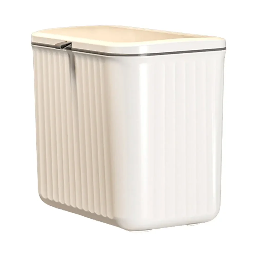 8/12L Narrow Waste Bin Large Capacity Wall Mounted Hanging Trash Can with Lid Multifunction Household Supplies