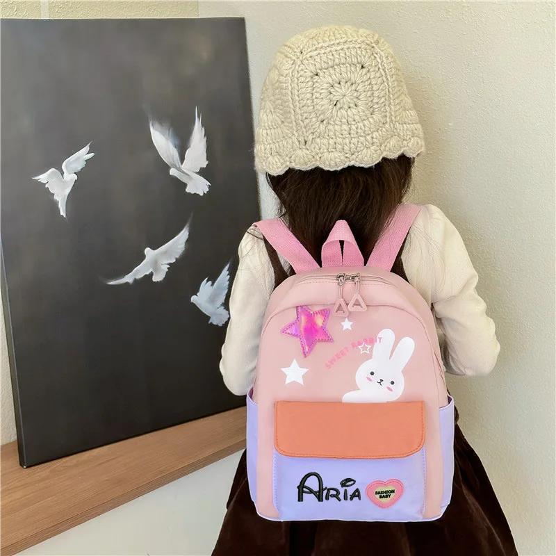 Personalized Name Children's Backpack Fashionable and Leisure Girls' Kindergarten Travel Cartoon Cute Little Rabbit Bag