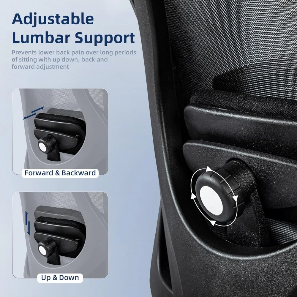 كرسي مكتب شبكي مريح يدعم ما يصل إلى 500 رطل للأفراد الثقيلين، يتميز بوسادة مقعد واسعة وسميكة وإعلان 4D