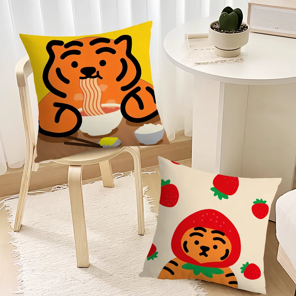 Fashion Cartoon M-Muzik Tiger cushion cover Living Room Accent Couch Back Support Square Lounge Restful Nap Companion Pillow Cas