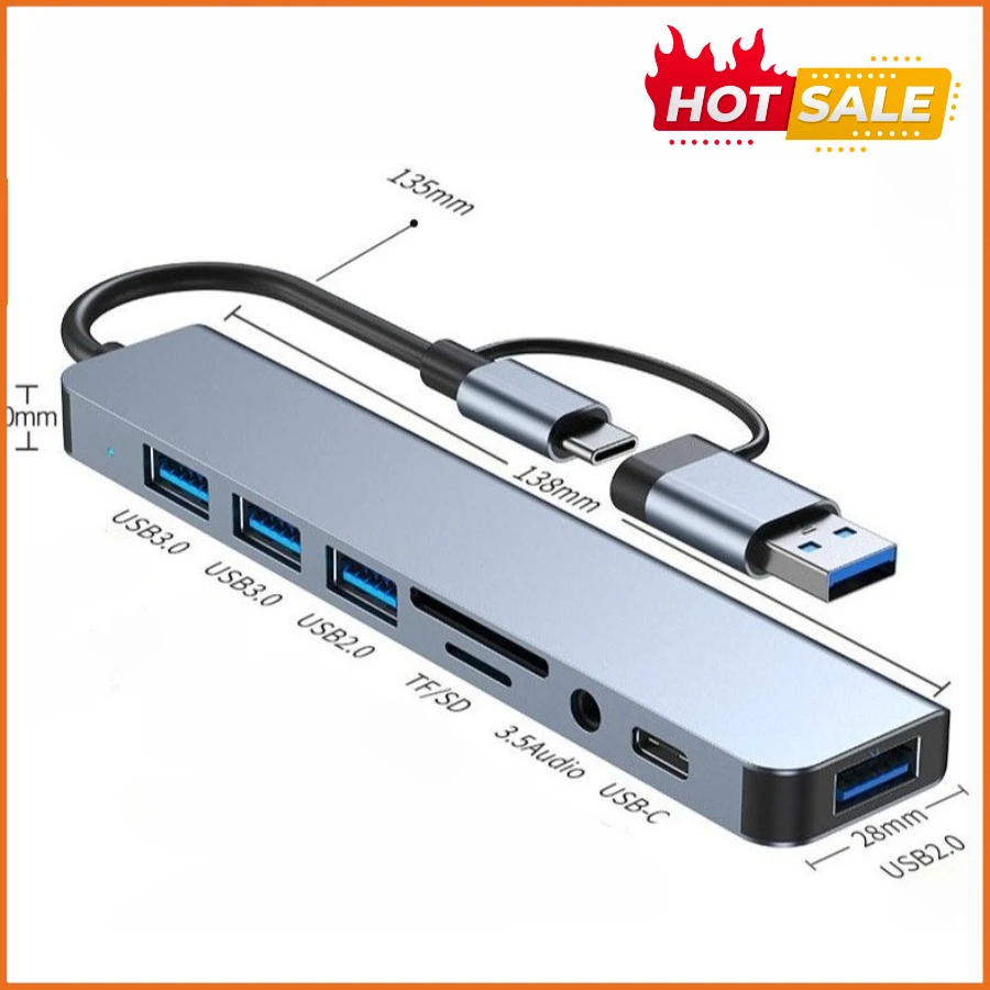 7/8 in1 USB C 허브 확장기 멀티포트 어댑터 타입 C 스플리터 독 USB 3포트 샤오미 폰 태블릿용 고속 데이터 전송 충전
