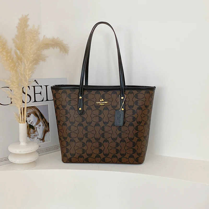 Bolsa tote popular para mulheres feita de couro genuíno com design clássico elegante de designer de luxo
