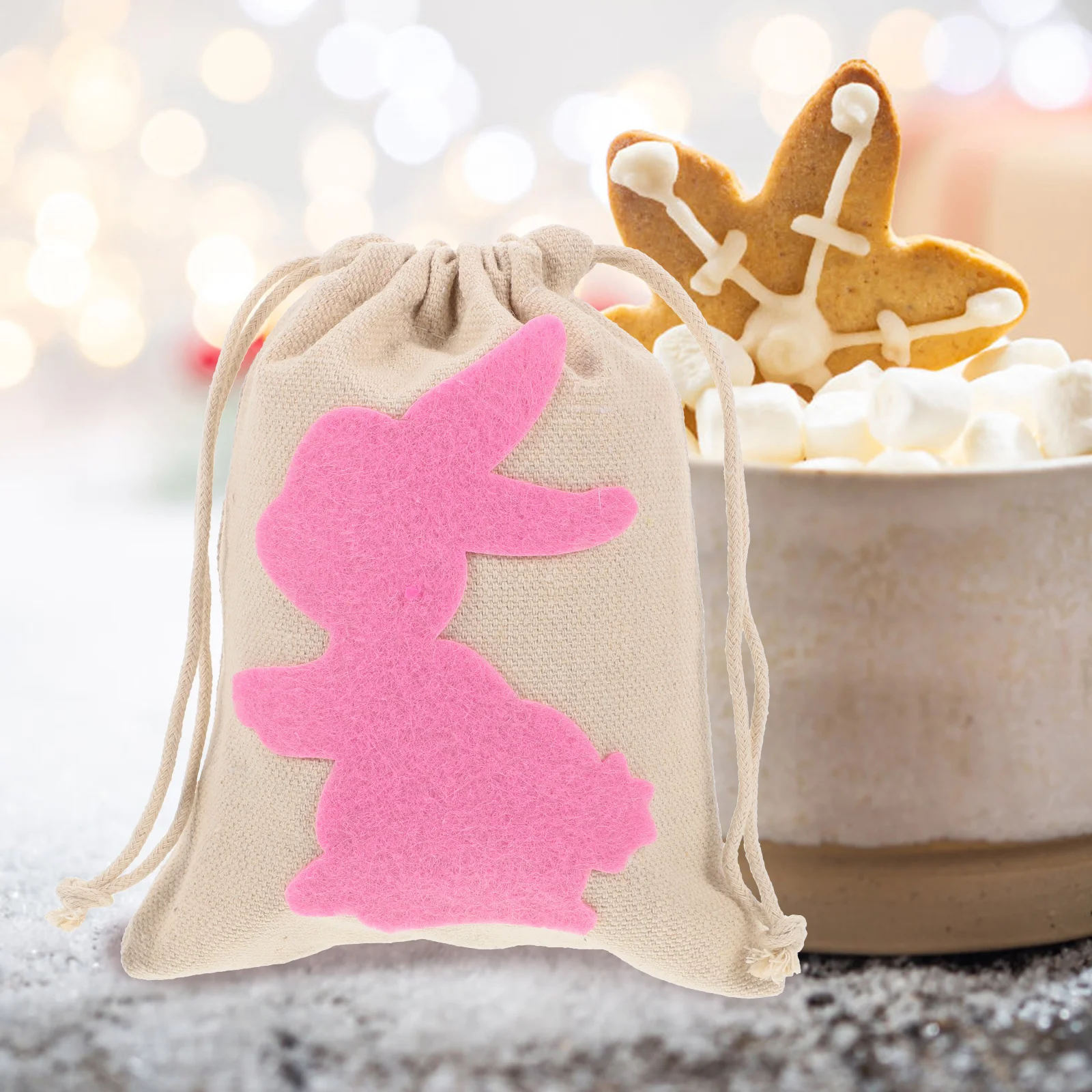 

4Pcs Easter Rabbit Drawstring Candy Pouch Gift Bags Small Decorative Party Favor Packing Pouches Fabric Bags Easter Party Favors