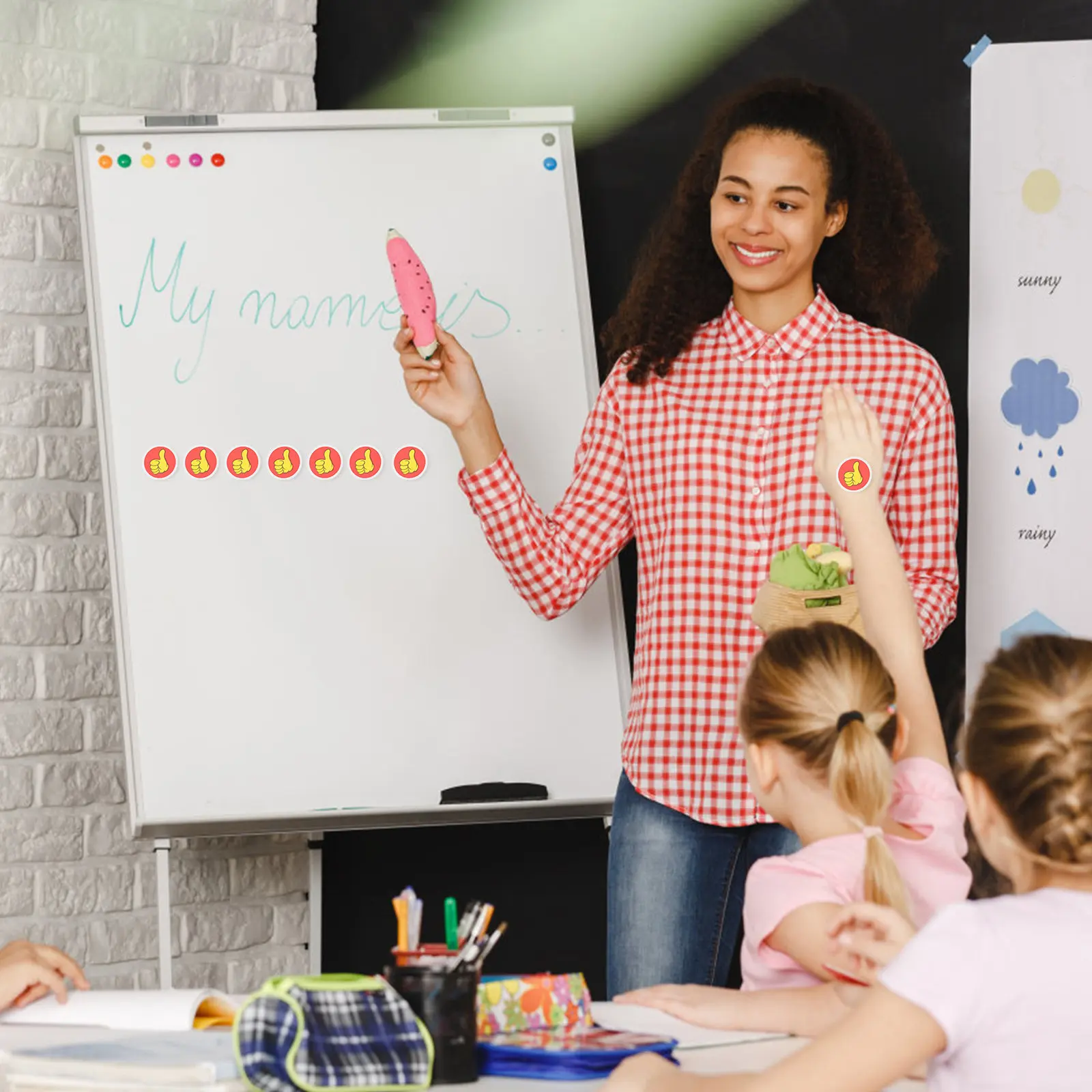 

50 Sheets Thumbs Up Stickers Kids Reward Patterned Self Stick Decals for School Decoration Home Office Stationery Label Supplies