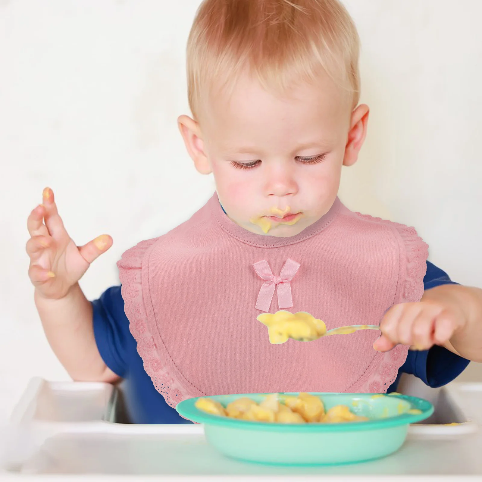 3 قطعة المرايل الطفل الدانتيل تقليم لينة القطن ماصة مقاوم للماء الترويل تغذية التسنين الرضع باندانا المرايل طفلة أساسيات