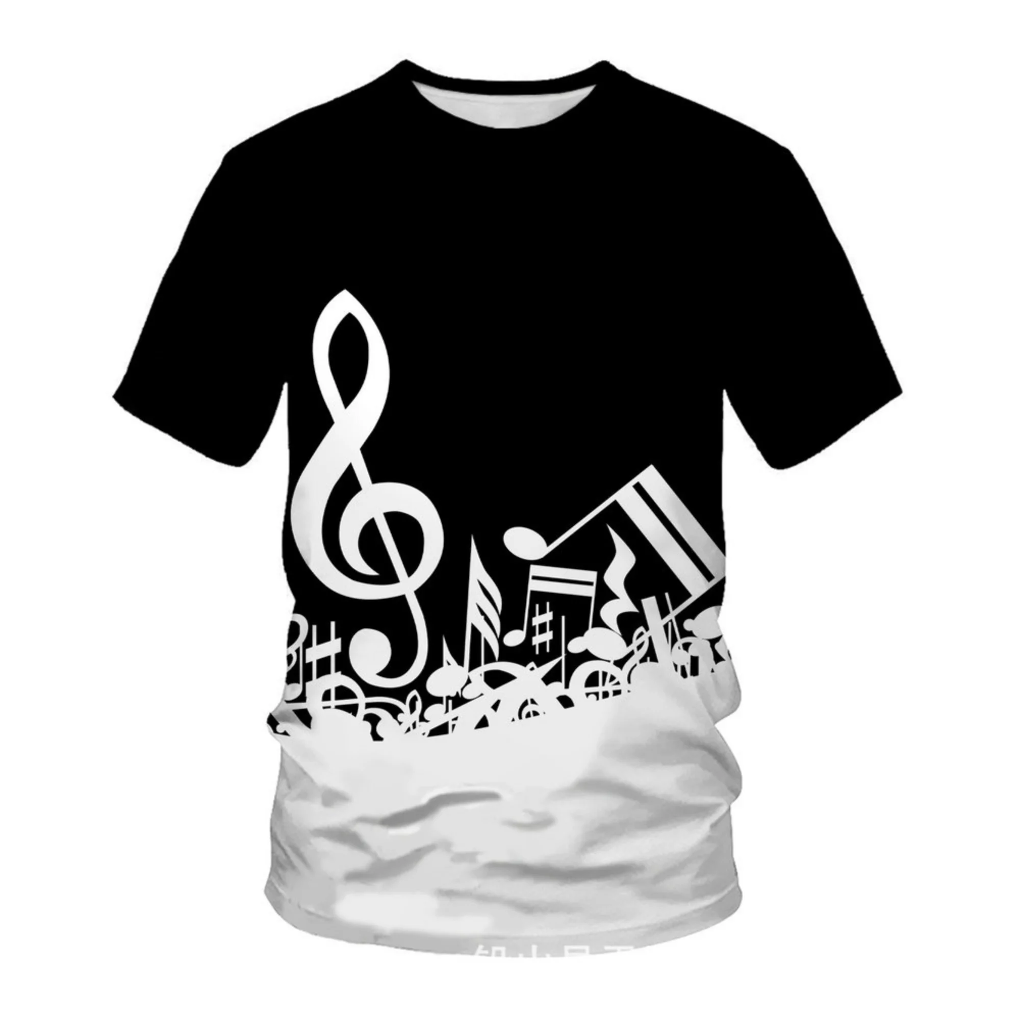 

Men's Quick-dry T-shirt Music Note Treble Clef Graphic Tee Black White Style Musical Pattern Casual Daily Wear Trendy Art Dry