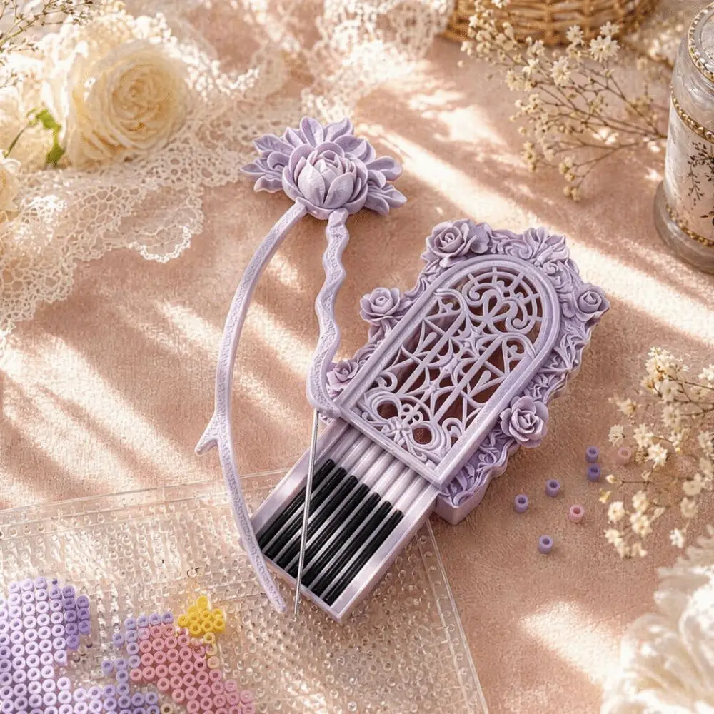 Vintage Fuse Beads Tools Set Gothic Reusable Precision Bead Tweezers and Shovel Portable Embossed Rose Bead Tweezers Pen Kit